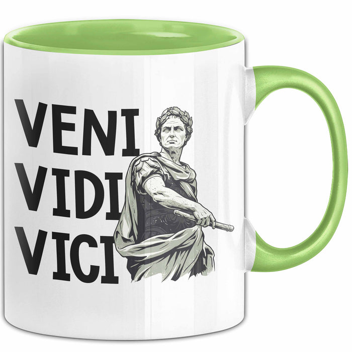 Lateinlehrer Unterricht Tasse Geschenk Lustige Geschenkidee Spruch Veni Vidi Vici Grün Trendation