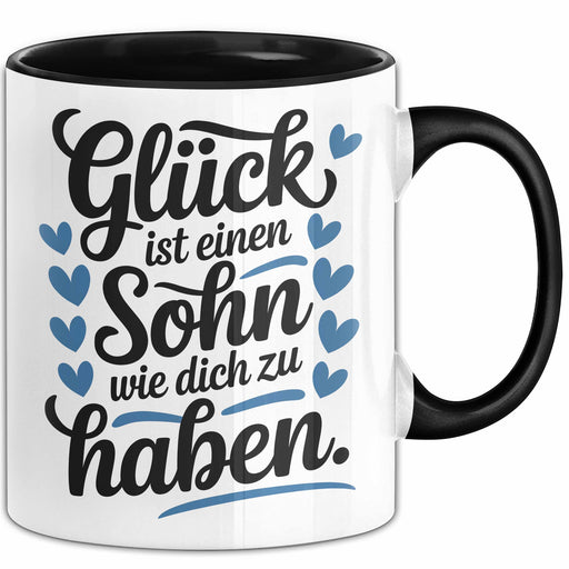 Sohn Tasse Geschenk Glueck Ist Einen Sohn Wie Dich Geschenkidee Mama Papa Schwarz Trendation