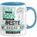 Beste Moderatorin Der Welt Tasse Geschenk für Eine Moderatorin Geprüft Und Sicher Geschenkidee Geburtstag Weihnachten Blau Trendation