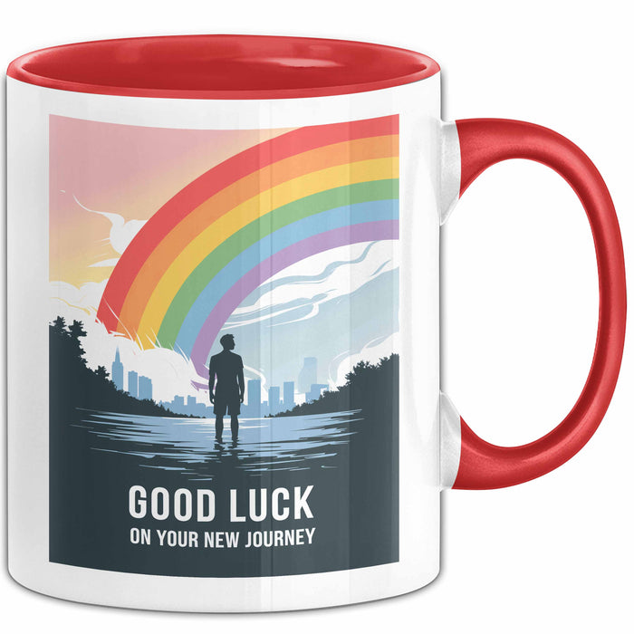 Büroarbeit Kollege Abschied Tasse Geschenk Lustige Geschenkidee Spruch Viel Glück Auf Deiner Neuen Reise Rot Trendation