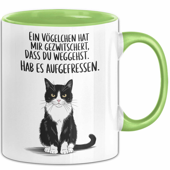 Büroarbeit Kollege Abschied Tasse Geschenk Lustige Geschenkidee Spruch Ein Vögelchen Hat Mir Gezwitschert Dass Du Weggehst Grün Trendation