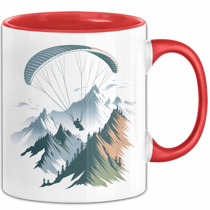 Paraglider Tasse Geschenkidee Himmelsentdecker Lustiger Geschenkidee Lustig Rot Trendation