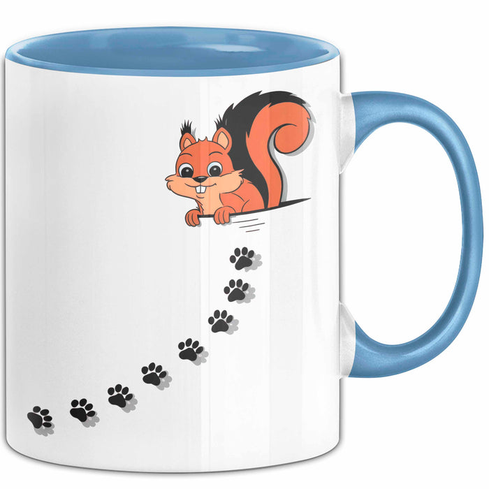 Eichhörnchen Tierliebhaber Tasse Geschenk Lustige Geschenkidee Spruch Blau Trendation
