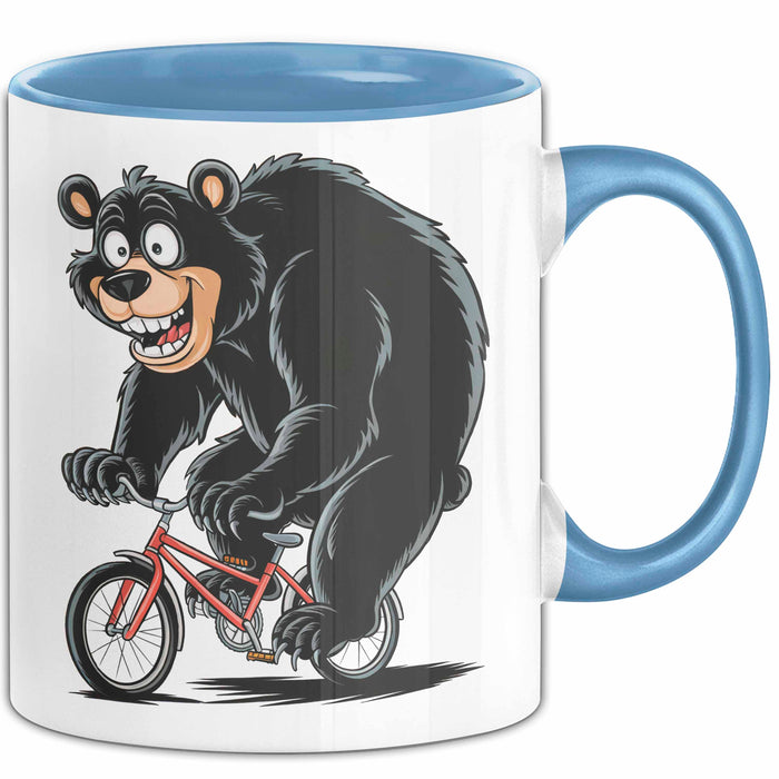 Bär Auf Fahrrad Tasse Geschenk Lustige Geschenkidee Spruch Blau Trendation