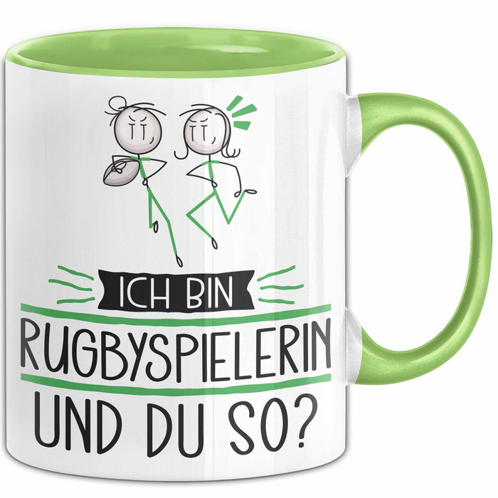 Rugbyspielerin Tasse Geschenk Ich Bin Rugbyspielerin Und Du So Geschenkidee Lustiger Spruch Becher Grün Trendation