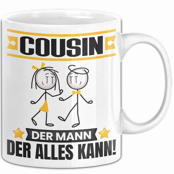 Cousin Tasse Geschenk für Cousin Der Mann Der Alles Kann Geschenkidee zum Geburtstag Weiß Trendation