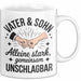 Papa Vatertag Vater Sohn Tasse Becher Geschenk Lustige Geschenkidee Spruch Vater & Sohn Alleine Stark Gemeinsam Unschlagbar Weiß Trendation
