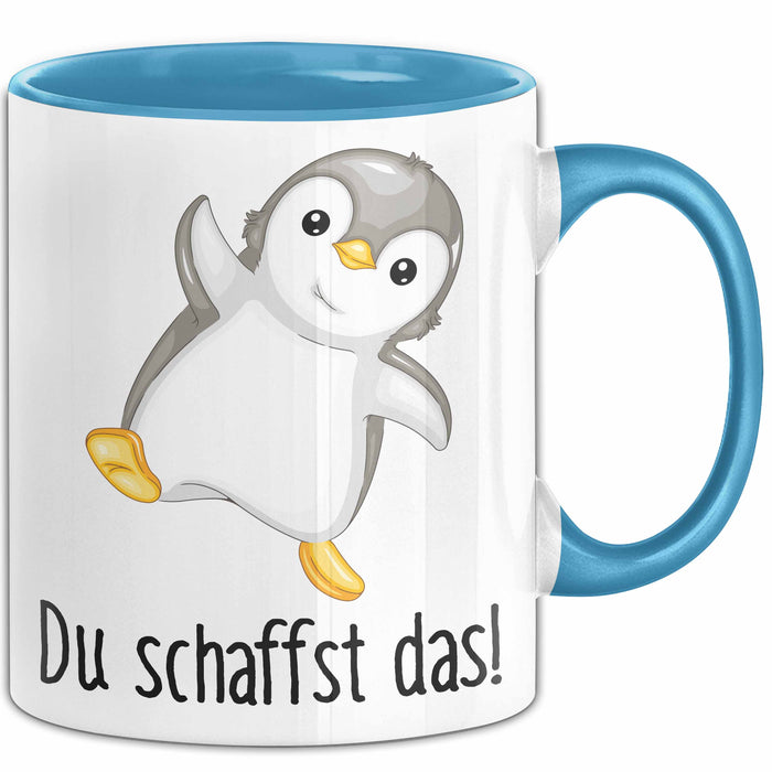 Mut Lustige Tasse Geschenk Süßer Pinguin Design Kaffeebecher Blau Trendation