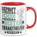 Tierarzthelfer Geschenk Lustiger Spruch für Tierarzthelfer Geschenkidee Bester Tierarzthelfer Der Welt Rot Trendation