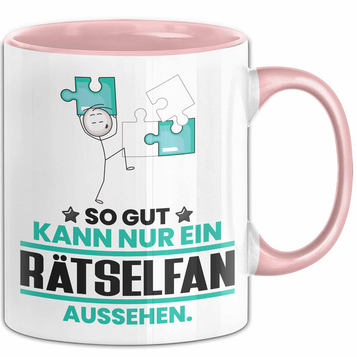 Rätselfan Geschenk Tasse So Gut Kann Nur Ein Rätselfan Aussehen Geschenkidee Kaffee-Becher Rosa Trendation