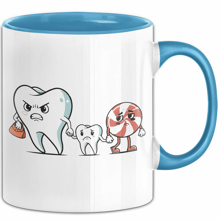 Zahnarzt Tasse Geschenk Karies Vorsorge Geschenkdiee Blau Trendation
