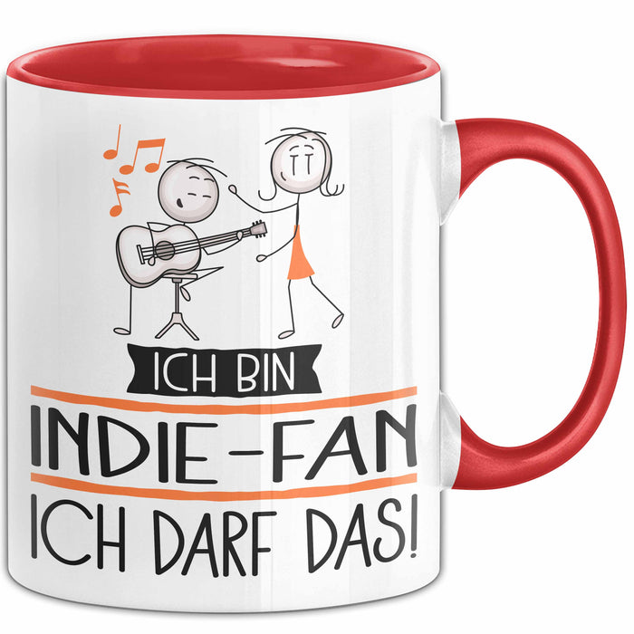 Geschenk für Indie-Fan Tasse Lustige Geschenkidee Geburtstag Ich Bin Indie-Fan Ich Darf Das Rot Trendation
