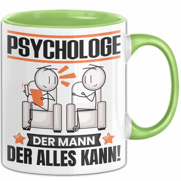 Psychologe Tasse Geschenk für Psychologe Der Mann Der Alles Kann Geschenkidee zum Geburtstag Grün Trendation