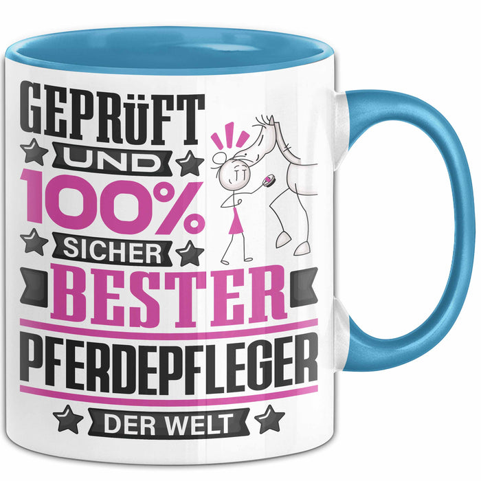 Pferdepfleger Geschenk Lustiger Spruch für Pferdepfleger Geschenkidee Bester Pferdepfleger Der Welt Blau Trendation