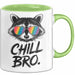 Waschbär Tierliebhaber Tasse Geschenk Lustige Geschenkidee Spruch Entspann Dich Bruder Grün Trendation