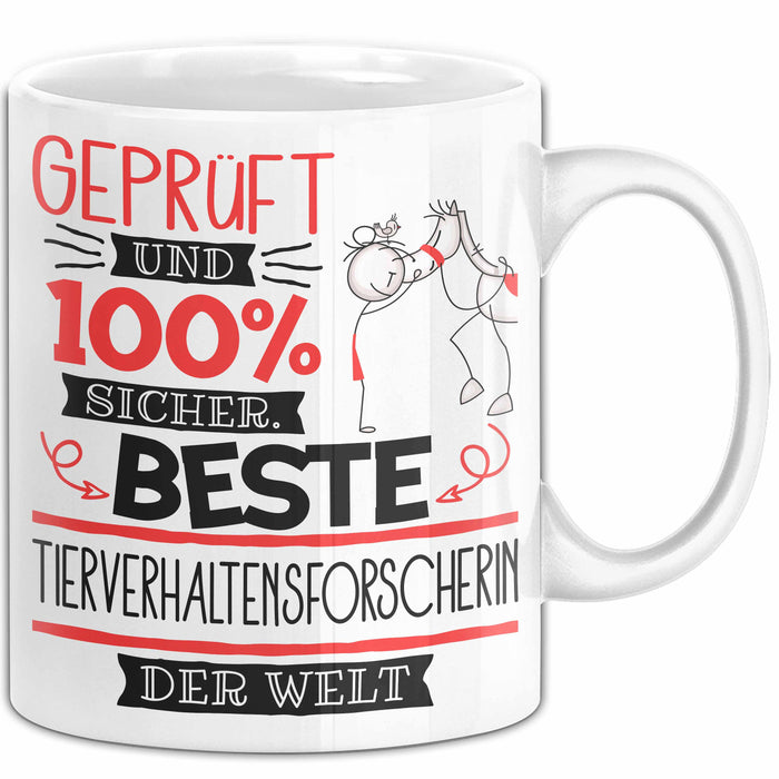 Beste Tierverhaltensforscherin Der Welt Tasse Geschenk für Eine Tierverhaltensforscherin Geprüft Und Sicher Geschenkidee Geburtstag Weihnachten Weiß Trendation