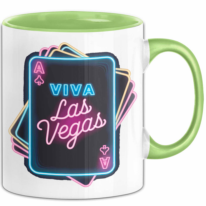 Las Vegas Nevada USA Tasse Geschenk Lustige Geschenkidee Spruch Viva Las Vegas Grün Trendation