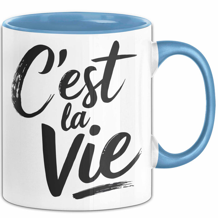 Frankreich Paris Französisch Tasse Geschenk Lustige Geschenkidee Spruch C'est La Vie Blau Trendation