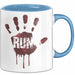 Horror Fan Tasse Run Geschenkidee für Gruselfilm Fans Blau Trendation