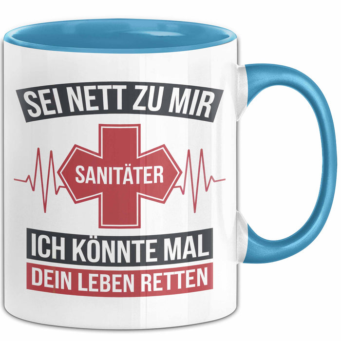 Sanitäter Tasse Geschenk Rettet Leben Notfalldienst Tasse Blau Trendation