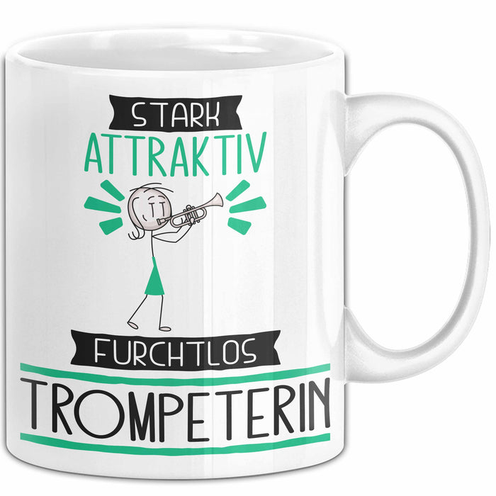 Trompeterin Tasse Geschenk Becher Stark Attraktiv Furchtlos Trompeterin Lustige Geschenkidee Weiß Trendation