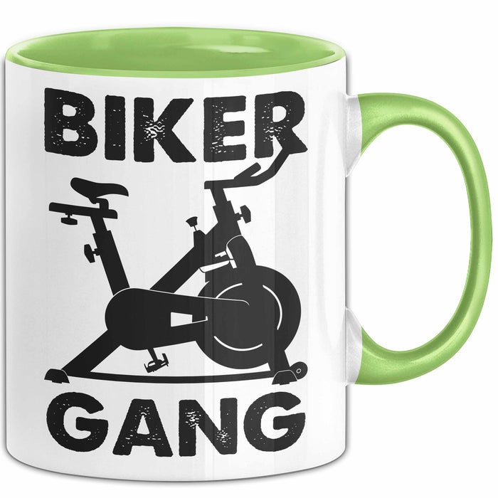 Biker Gang Tasse Geschenk Cardio Zuhause Fitness-Bike Geschenkidee Becher Grün Trendation
