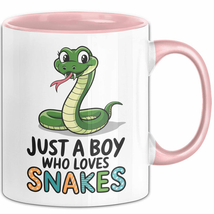 Reptil Schlange Tier Tasse Geschenk Lustige Geschenkidee Spruch Nur Ein Junge Der Schlangen Liebt Rosa Trendation