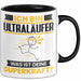 Ultraläufer Tasse Geschenk für Ultraläufer Geburtstag Lustiger Spruch Kaffee-Becher Was Ist Deine Superkraft Schwarz Trendation