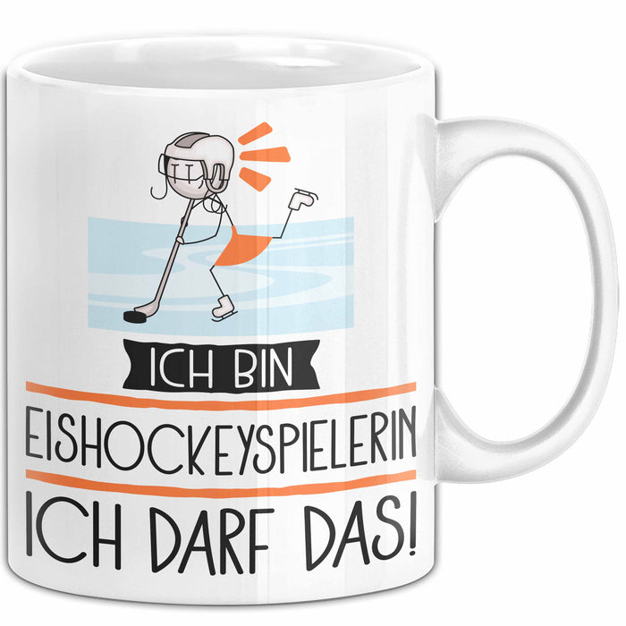 Geschenk für Eishockeyspielerin Tasse Lustige Geschenkidee Geburtstag Ich Bin Eishockeyspielerin Ich Darf Das Weiß Trendation