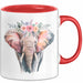 Elefant Tier Blumen Tasse Geschenk Lustige Geschenkidee Spruch Rot Trendation