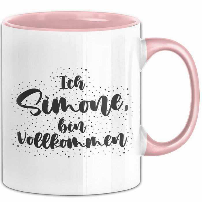 Simone Tasse Ich Simone, Bin Vollkommen Geschenk Rosa Trendation