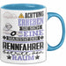 Rennfahrer Geschenk Tasse Lustiger Spruch Erheben Sie Sich Der Rennfahrer Betritt den Raum Blau Trendation