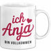 Anja Tasse Geschenk Ich Bin Vollkommen Anja Geschenkidee Geburtstag Weiß Trendation