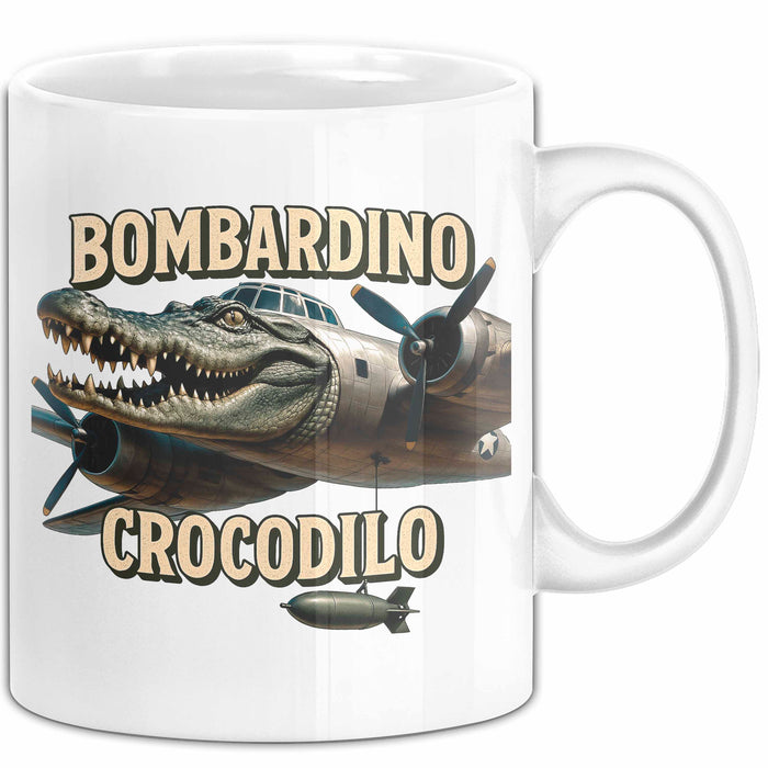 Bombardino Crocodilo Tasse Meme Italienisch Lustig Becher Weiß Trendation