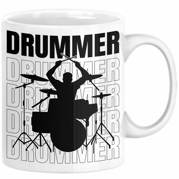 Drummer Schlagzeug-Spieler Geschenk Tasse Geschenkidee Kaffee-Becher Schlagzeuger Weiß Trendation