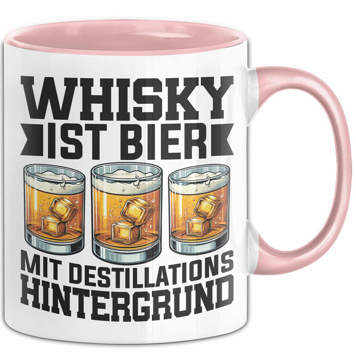 Whisky Liebhaber Tasse Geschenk Whisky Ist Bier Mit Destillations Hintergrund Rosa Trendation