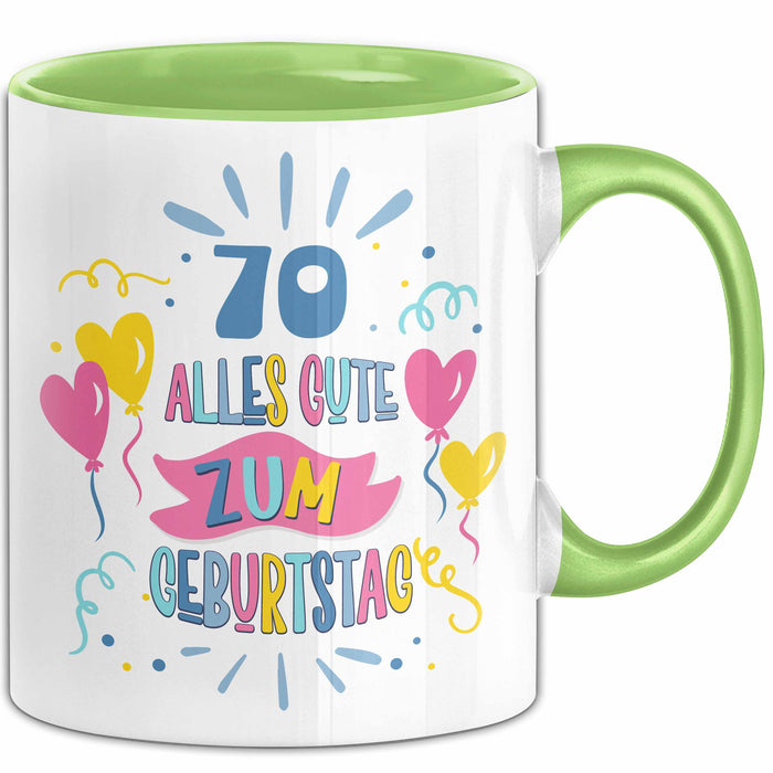 70. Geburtstag Tasse Geschenk Männer Frauen Lustig Alles Gute Zum Geburtstag 70er Geburtstags Grüße Geschenkidee Grün Trendation