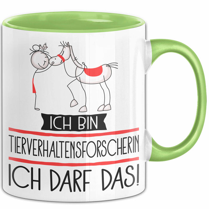 Geschenk für Tierverhaltensforscherin Tasse Lustige Geschenkidee Geburtstag Ich Bin Tierverhaltensforscherin Ich Darf Das Grün Trendation