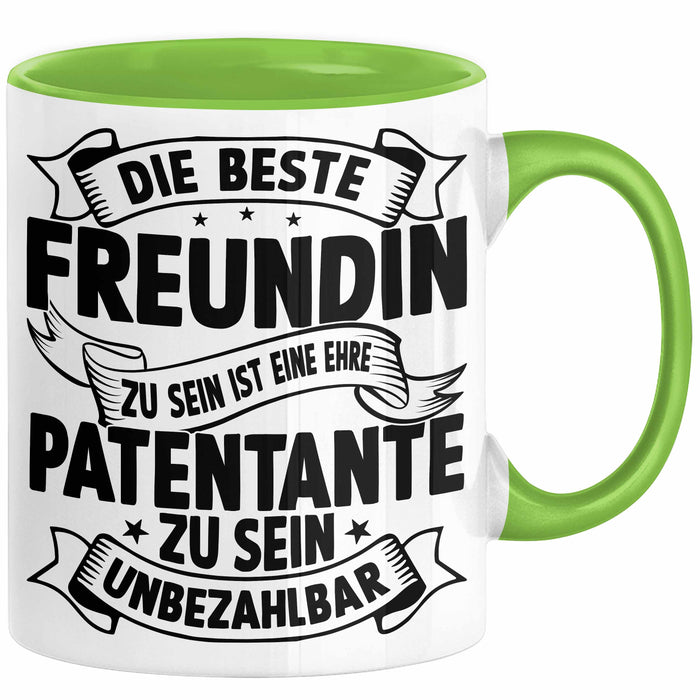 Patentante Geschenk Tasse Spruch Geschenkidee Beste Patentante Zu Sein Ist Unbezahlbar Kaffee-Becher Grün Trendation
