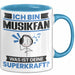 Musikfan Tasse Geschenk für Musikfan Geburtstag Lustiger Spruch Kaffee-Becher Was Ist Deine Superkraft Blau Trendation