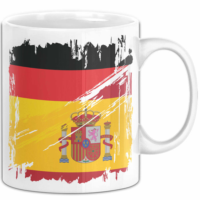 Deutsch Spanier Tasse Geschenk Lustiger Becher Geschenkidee Spanien Kaffee-Becher Weiß Trendation