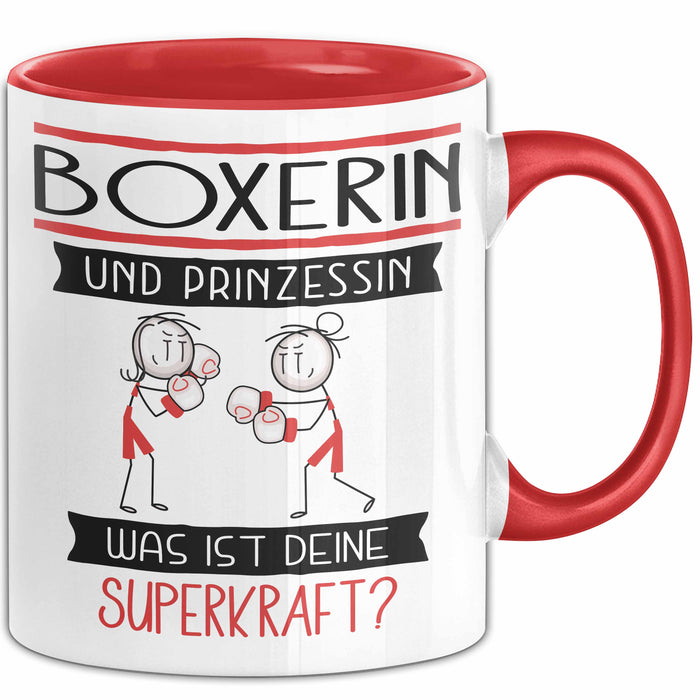 Boxerin Und Prinzessin Tasse Geschenk Für Eine Boxerin Geburtstag Was Ist Deine Superkraft Rot Trendation