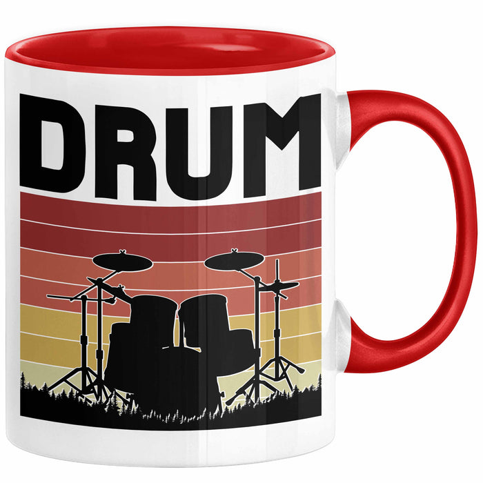 Drummer Schlagzeug-Spieler Geschenk Tasse Geschenkidee Kaffee-Becher Schlagzeuger Drum Rot Trendation