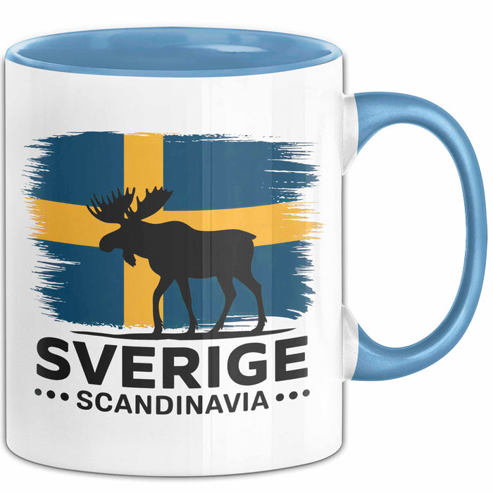 Schweden Skandinavien Schwedisch Tasse Geschenk Lustige Geschenkidee Spruch Elk Bull Sverige Scandinavia Blau Trendation