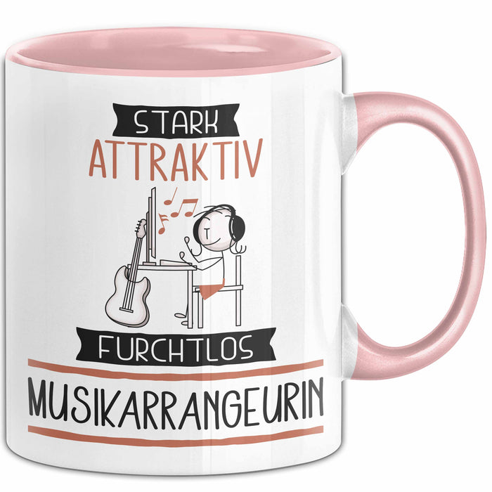Musikarrangeurin Tasse Geschenk Becher Stark Attraktiv Furchtlos Musikarrangeurin Lustige Geschenkidee Rosa Trendation