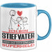 Stiefvater Geschenk Tasse Ich Bin Stiefvater Aber Sag Doch Einfach Superheld Lustige Geschenkdiee für Stiefvater Kaffee-Becher Blau Trendation