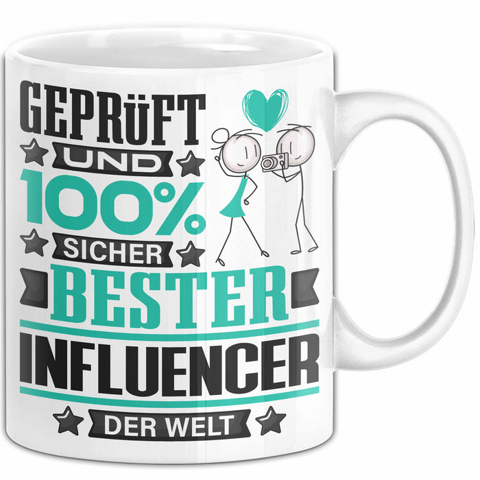 Influencer Geschenk Lustiger Spruch für Influencer Geschenkidee Bester Influencer Der Welt Weiß Trendation