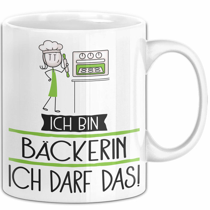 Geschenk für Bäckerin Tasse Lustige Geschenkidee Geburtstag Ich Bin Bäckerin Ich Darf Das Weiß Trendation