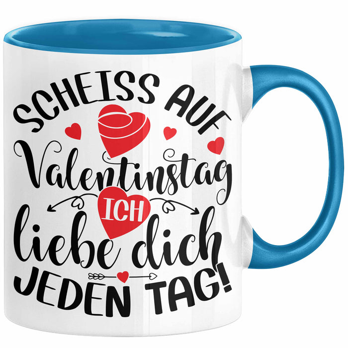 Valentinstag Tasse Geschenk für Ihn Sie Männer Für Paare Freundin Geschenkidee Kaffee-Becher Liebe Ich Liebe dich Jeden Tag Blau Trendation