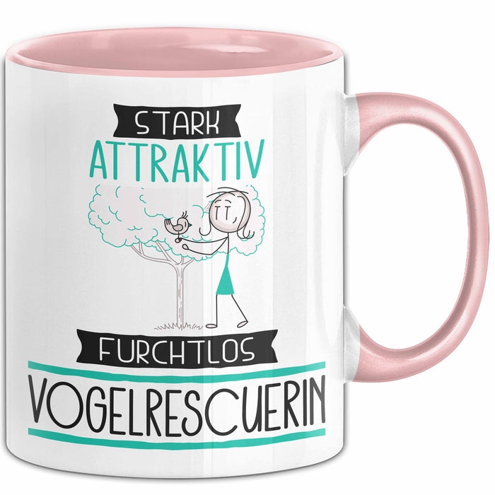 Vogelrescuerin Tasse Geschenk Becher Stark Attraktiv Furchtlos Vogelrescuerin Lustige Geschenkidee Rosa Trendation